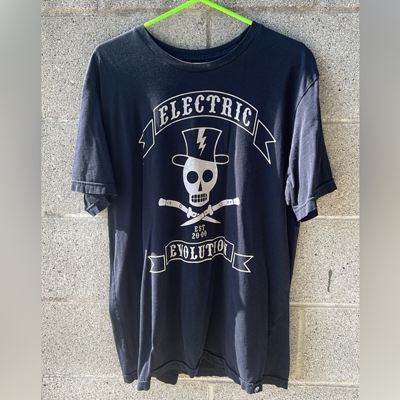 MENS X-LARGE “ELECTRIC EVOLUTION” BLACK SHORT SLEEVE T-SHIRT - Picture 1 of 4
